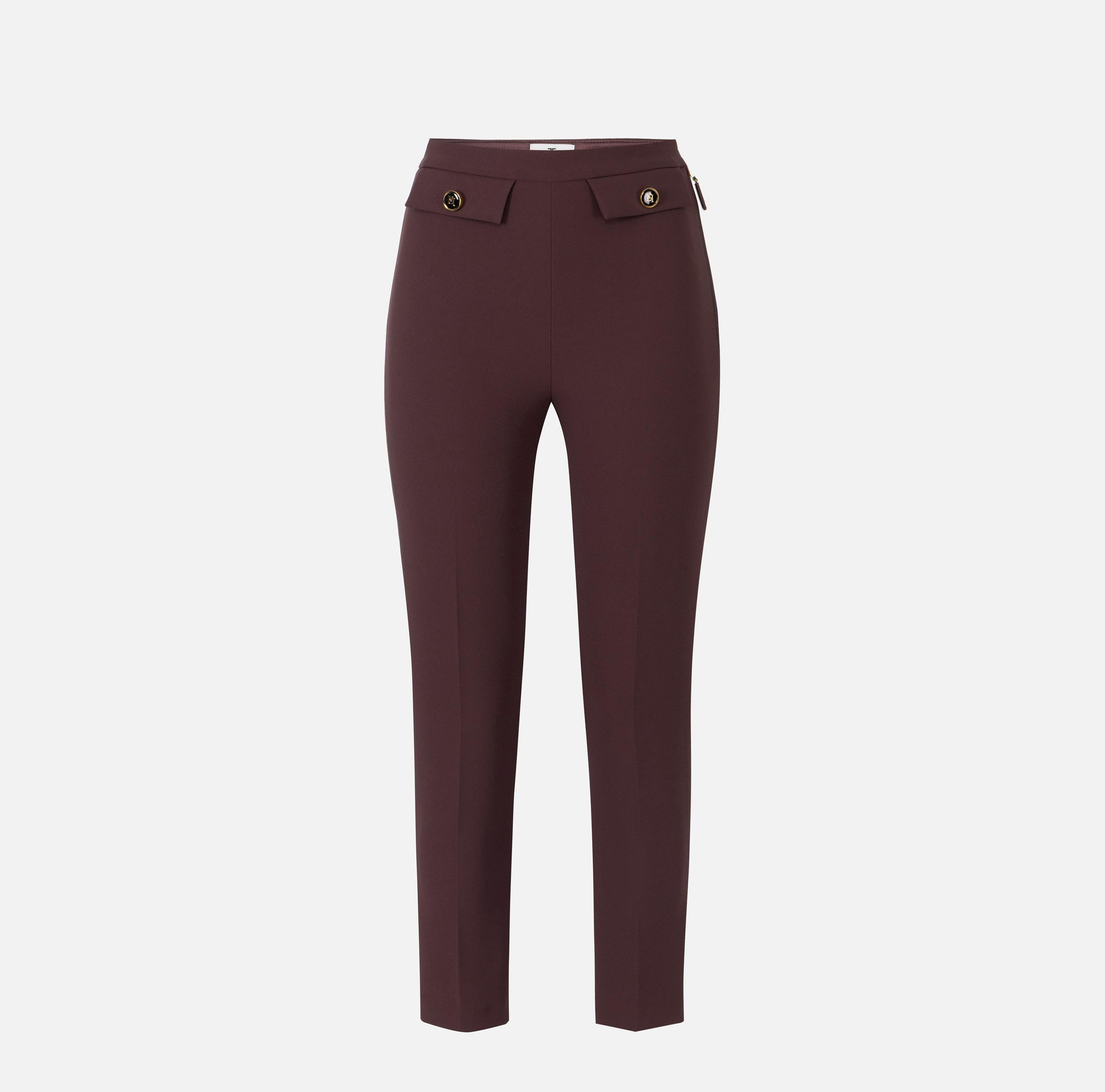 Pantaloni in doppio crêpe PA12056E2 EA4 ELISABETTA FRANCHI Merlot 