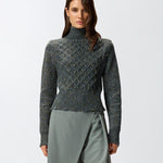 Dolcevita in maglia a trecce 105968A2YB IG1 PINKO Grigio/ble/verde 