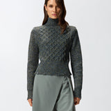 Dolcevita in maglia a trecce 105968A2YB IG1 PINKO Grigio/ble/verde 