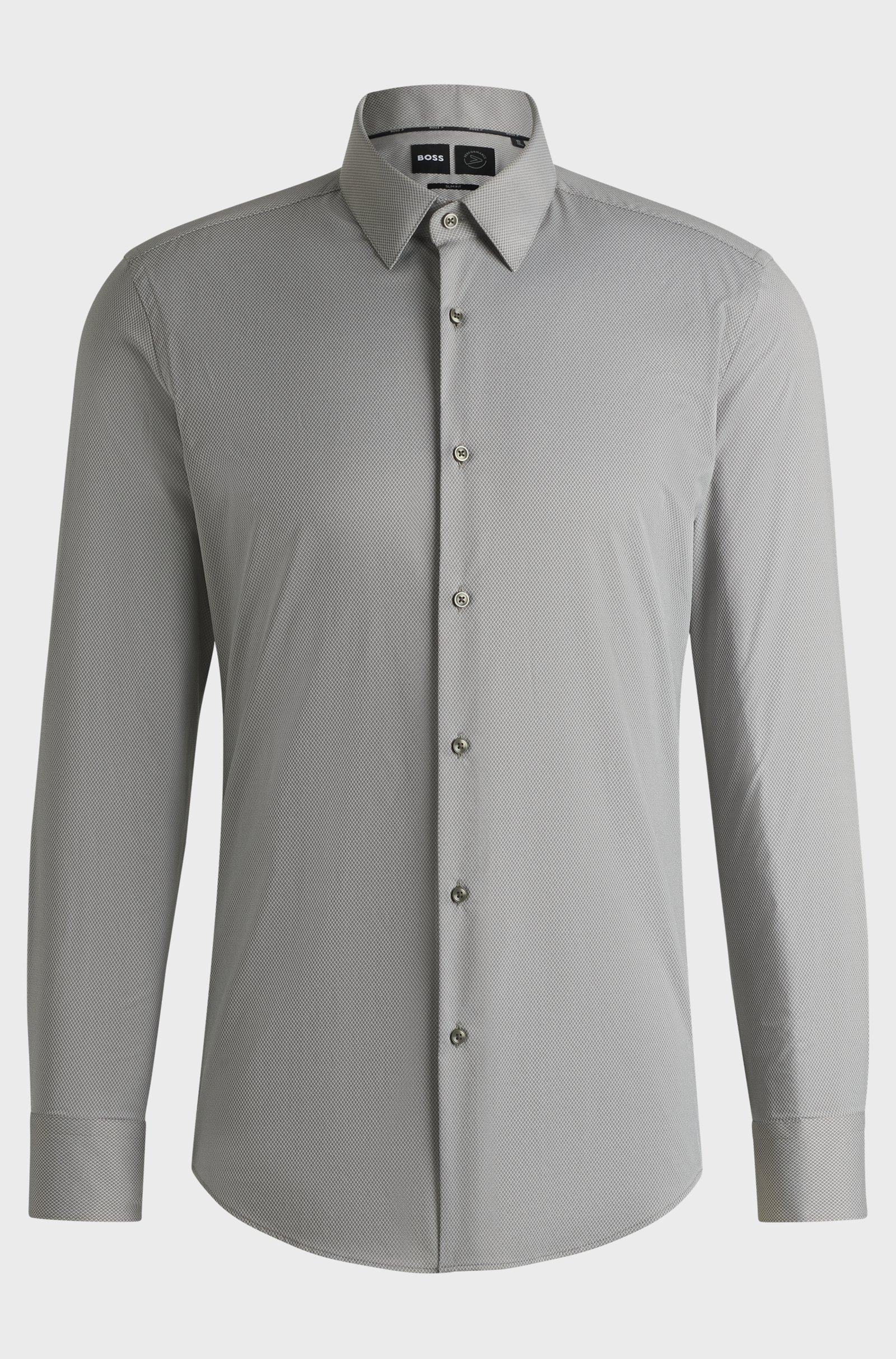 Camicia in microfibra slim 50539403 10270763 01 404 BOSS Dark blue 