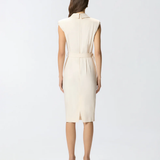 Abito midi a portafoglio con cintura 106565A2W6 C00 PINKO Bianco cigno 
