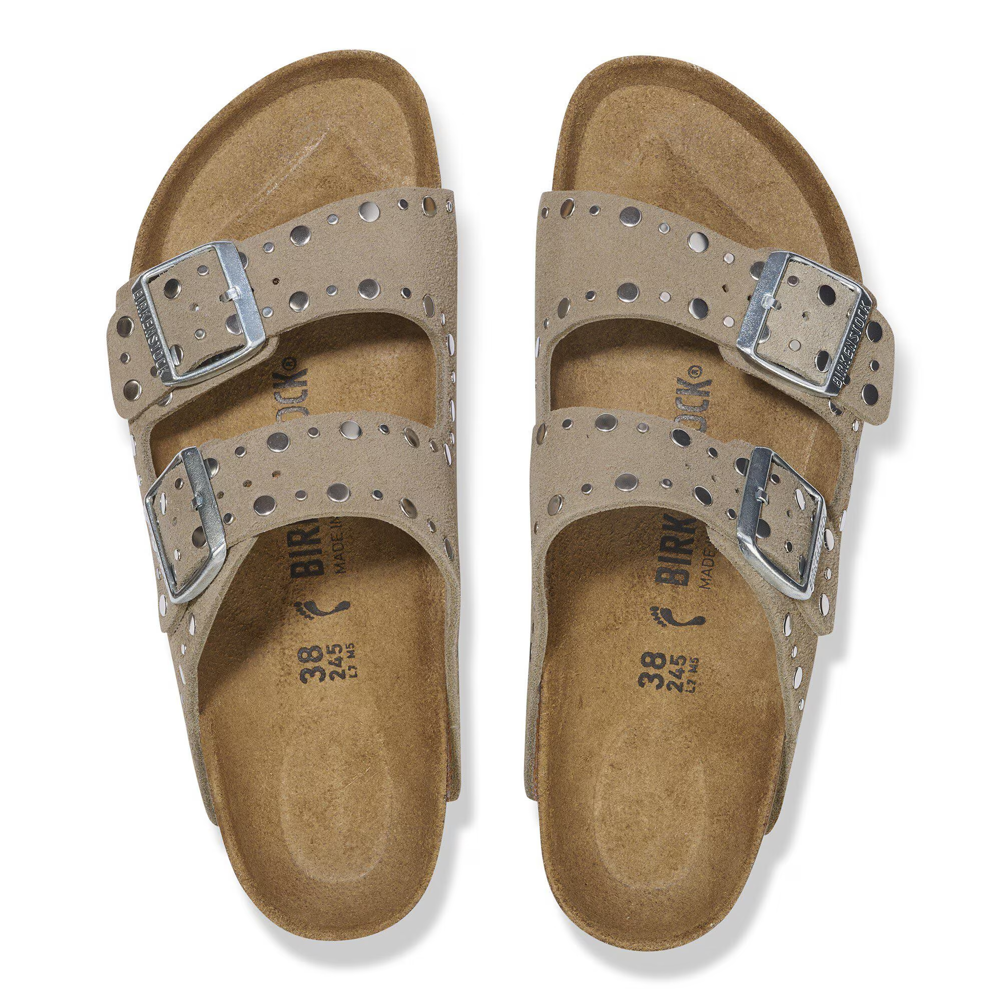 Ciabatta in pelle scamosciata con rivetti ARIZONA RIVET 1029390 TAUPE BIRKENSTOCK Taupe 