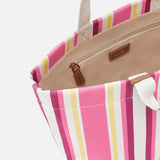Borsa a spalla media shopper in tela a righe 104753A2G5 A2G5 PINKO Fuxia/giallo 