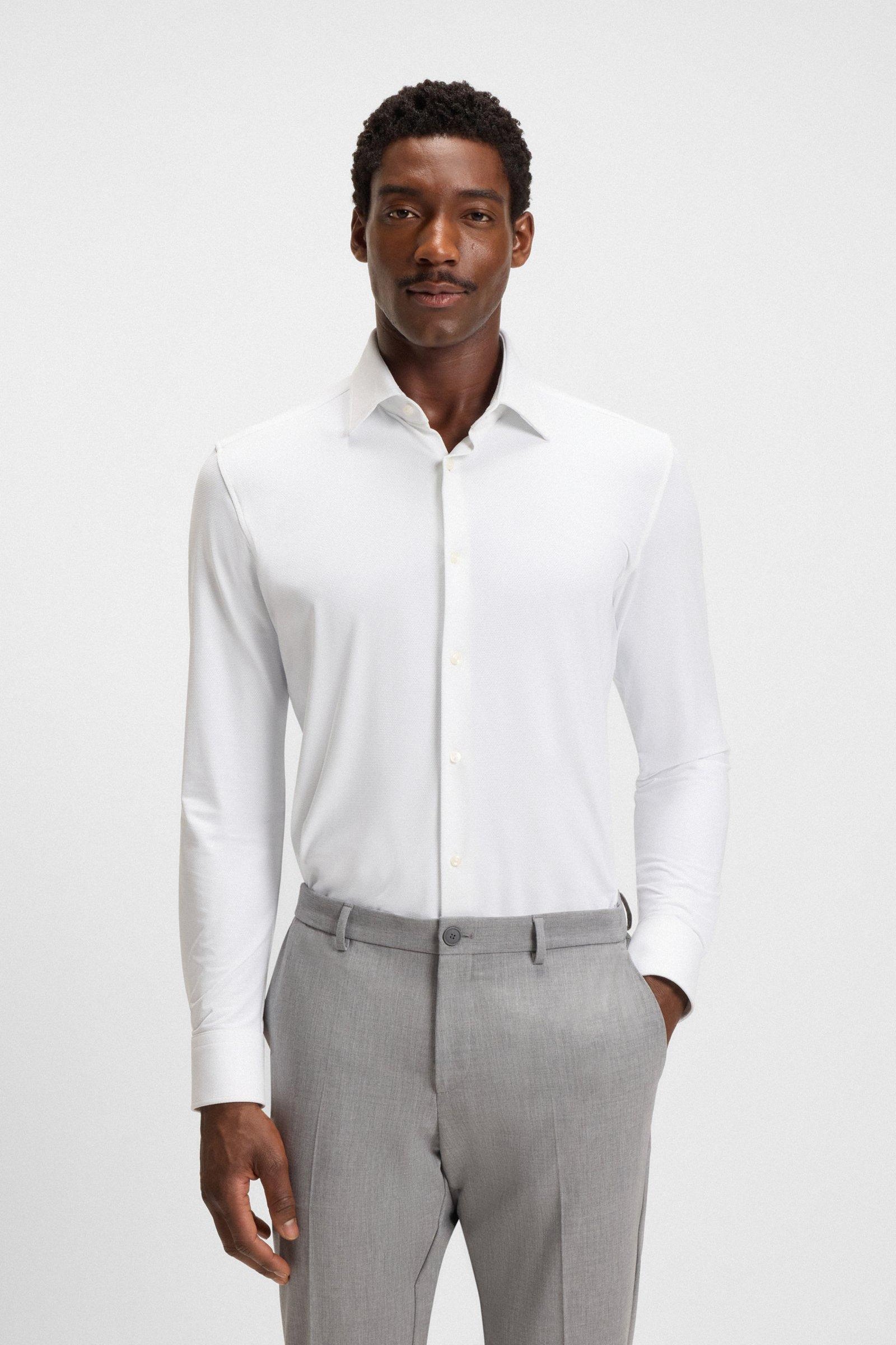 Camicia slim fit in tessuto performance 50545163 10268245 01 100 BOSS White 