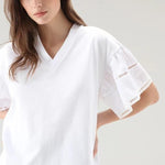 T-Shirt Lakeside in puro cotone con maniche a sbuffo CFWWTE0076FRUT3397 8041 WOOLRICH Bright white 
