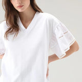 T-Shirt Lakeside in puro cotone con maniche a sbuffo CFWWTE0076FRUT3397 8041 WOOLRICH Bright white 