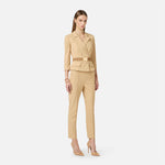Pantaloni in tessuto tecnico bielastico con cintura PA13261E2 470 ELISABETTA FRANCHI Cammello 