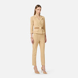 Pantaloni in tessuto tecnico bielastico con cintura PA13261E2 470 ELISABETTA FRANCHI Cammello 