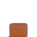 Portafoglio quadrato zip-around in pelle 100249A0F1 L58Q PINKO Cuoio 