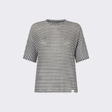 T-shirt a righe in misto lino PED5343 99012278 RI015 PEUTEREY Bianco/blu 
