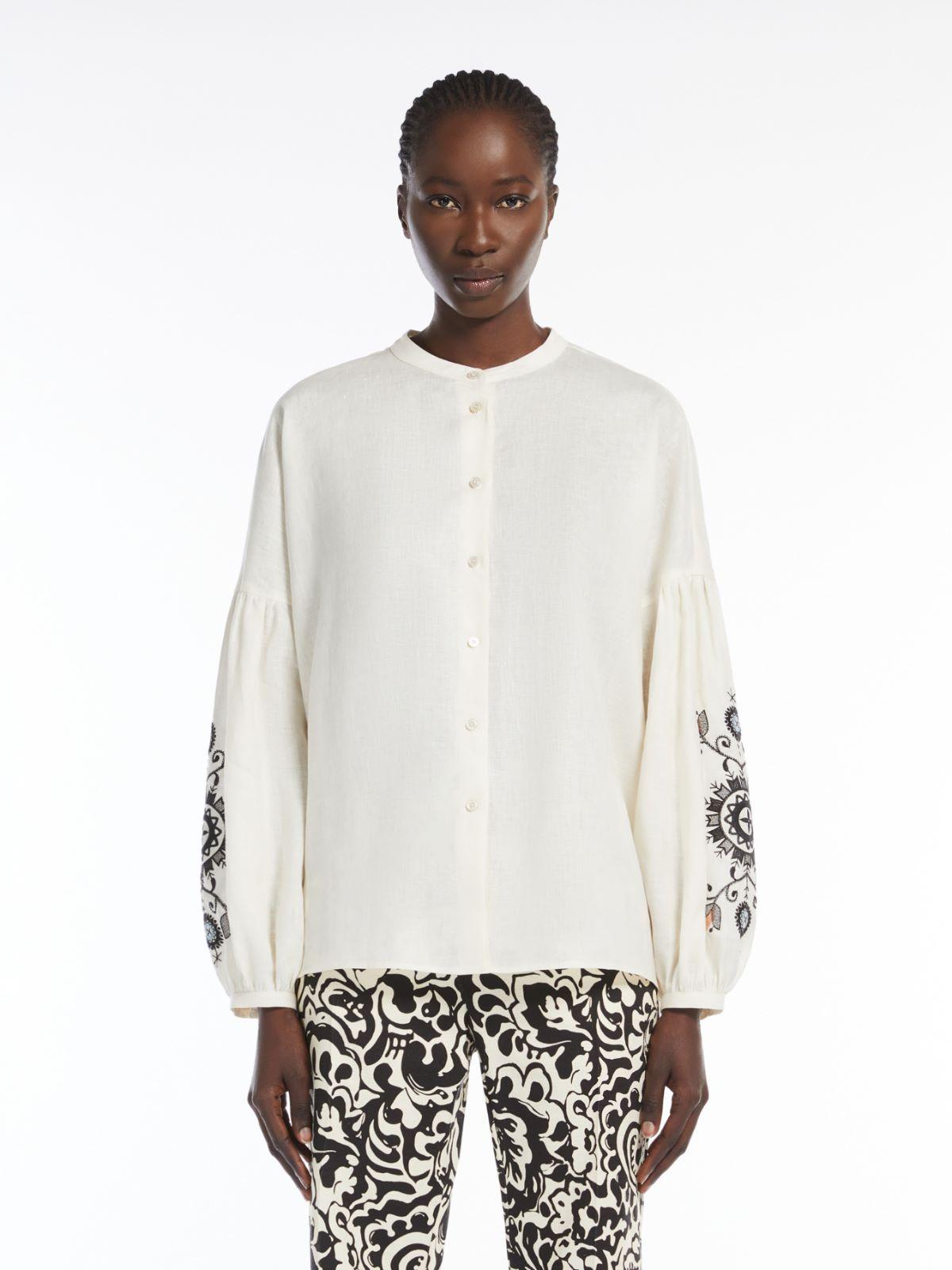 Camicia coreana in lino 2515111122 022 MAX MARA WEEKEND Ecrù 