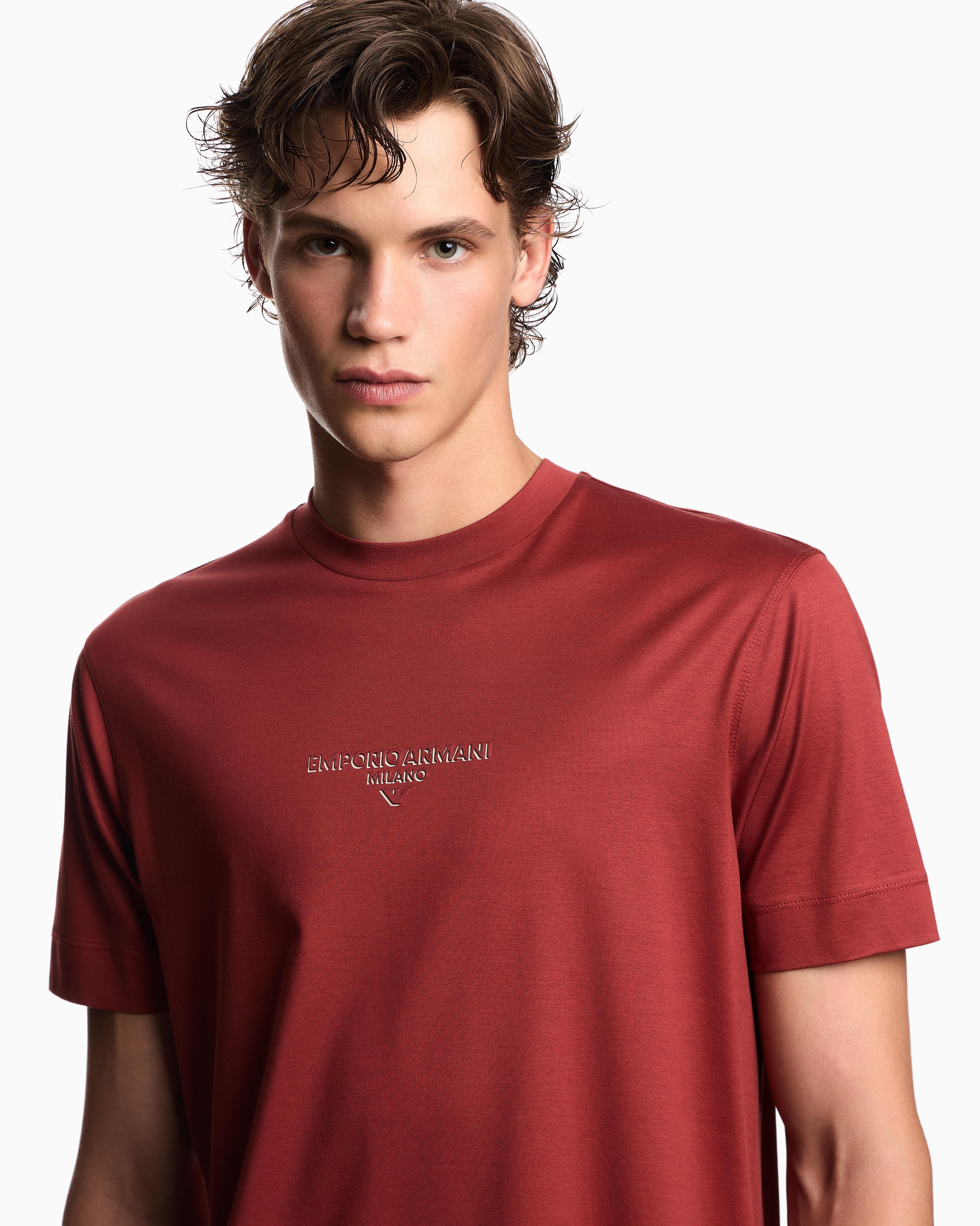 T-shirt in jersey misto lyocell con logo effetto 3D EM002838 AF10761 U5035 EMPORIO ARMANI Red ochre 