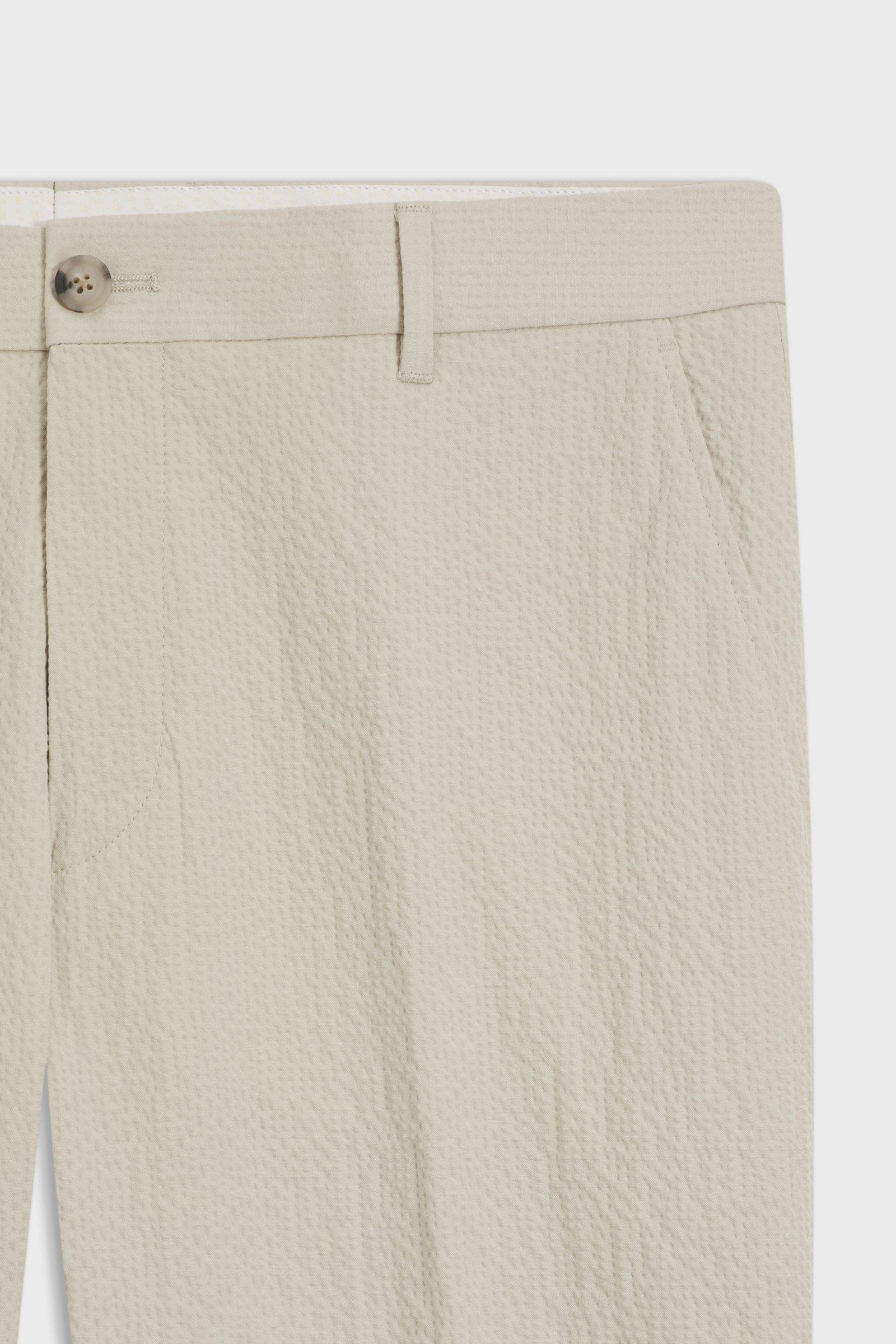 Pantaloni fit affusolato in seersucker di cotone elasticizzato 50561904 10279134 01 286 BOSS Open beige 