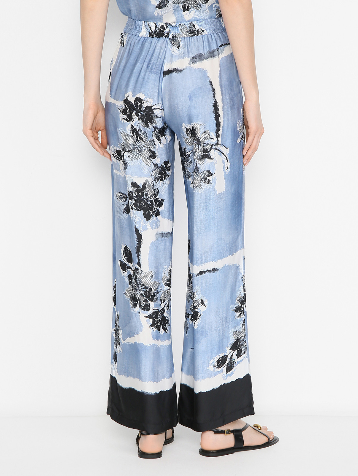 Pantalone in seta stampata D46EP087ED0 MFA36 ERMANNO FIRENZE Light blue 