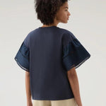 T-Shirt Lakeside in puro cotone con maniche a sbuffo CFWWTE0076FRUT3397 3989 WOOLRICH Melton blue 