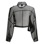 Caban cropped in organza di pura seta 106603A2DJ Z99 PINKO Nero limousine 