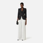 Giacca in doppio crêpe stretch con dettagli logo GI21561E2 110 ELISABETTA FRANCHI Nero 