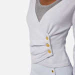 Maglione in misto cashmere con bottoni gioiello MK32S57E2 EA7 ELISABETTA FRANCHI Starlight 