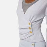 Maglione in misto cashmere con bottoni gioiello MK32S57E2 EA7 ELISABETTA FRANCHI Starlight 