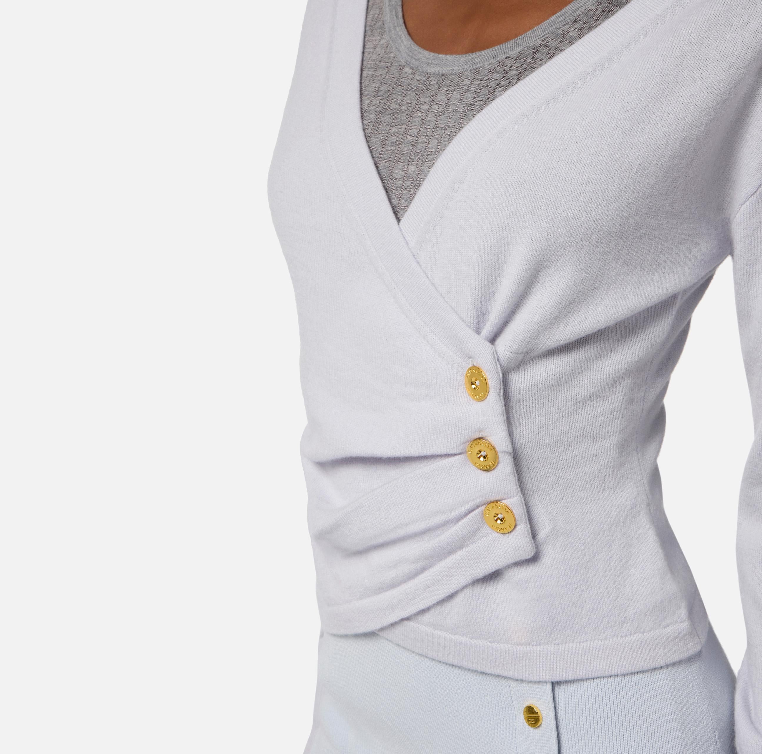 Maglione in misto cashmere con bottoni gioiello MK32S57E2 EA7 ELISABETTA FRANCHI Starlight 