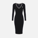 Abito midi in viscosa con logo a contrasto AM09M46E2 685 ELISABETTA FRANCHI Nero/burro 