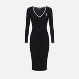 Abito midi in viscosa con logo a contrasto AM09M46E2 685 ELISABETTA FRANCHI Nero/burro 