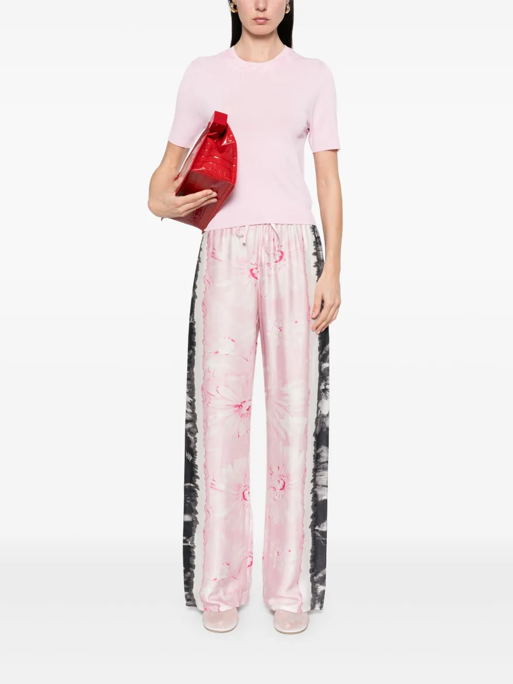 Pantaloni stampa floreale D46EP059ED2 02199 ERMANNO FIRENZE Pink 