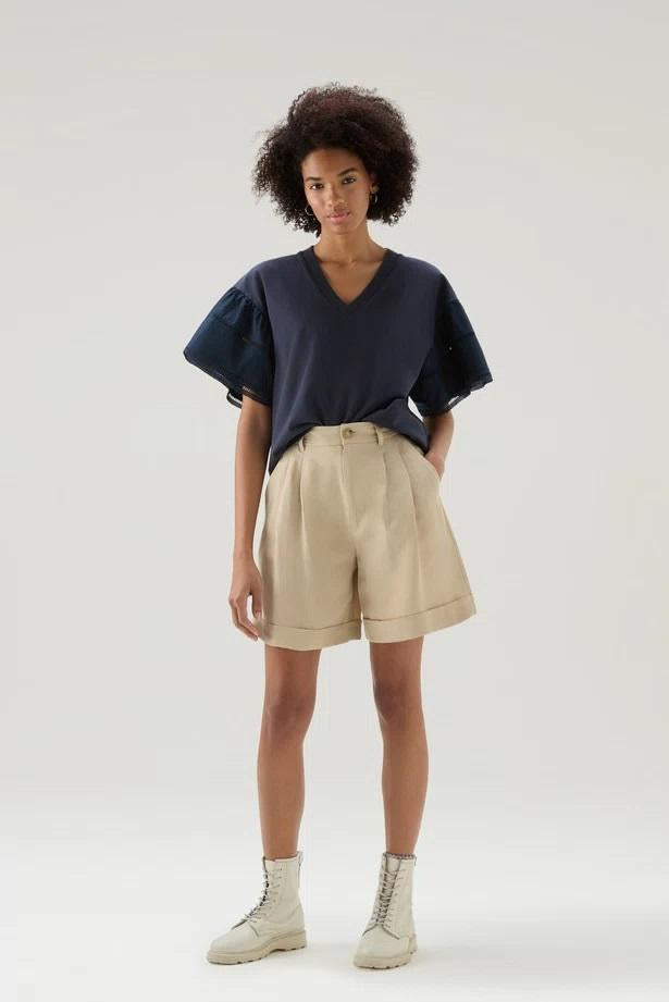 T-Shirt Lakeside in puro cotone con maniche a sbuffo CFWWTE0076FRUT3397 3989 WOOLRICH Melton blue 