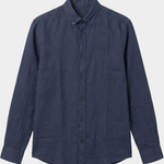 Camicia button down in lino 50556077 10261979 01 404 BOSS Dark blue 
