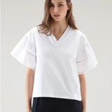 T-Shirt Lakeside in puro cotone con maniche a sbuffo CFWWTE0076FRUT3397 8041 WOOLRICH Bright white 