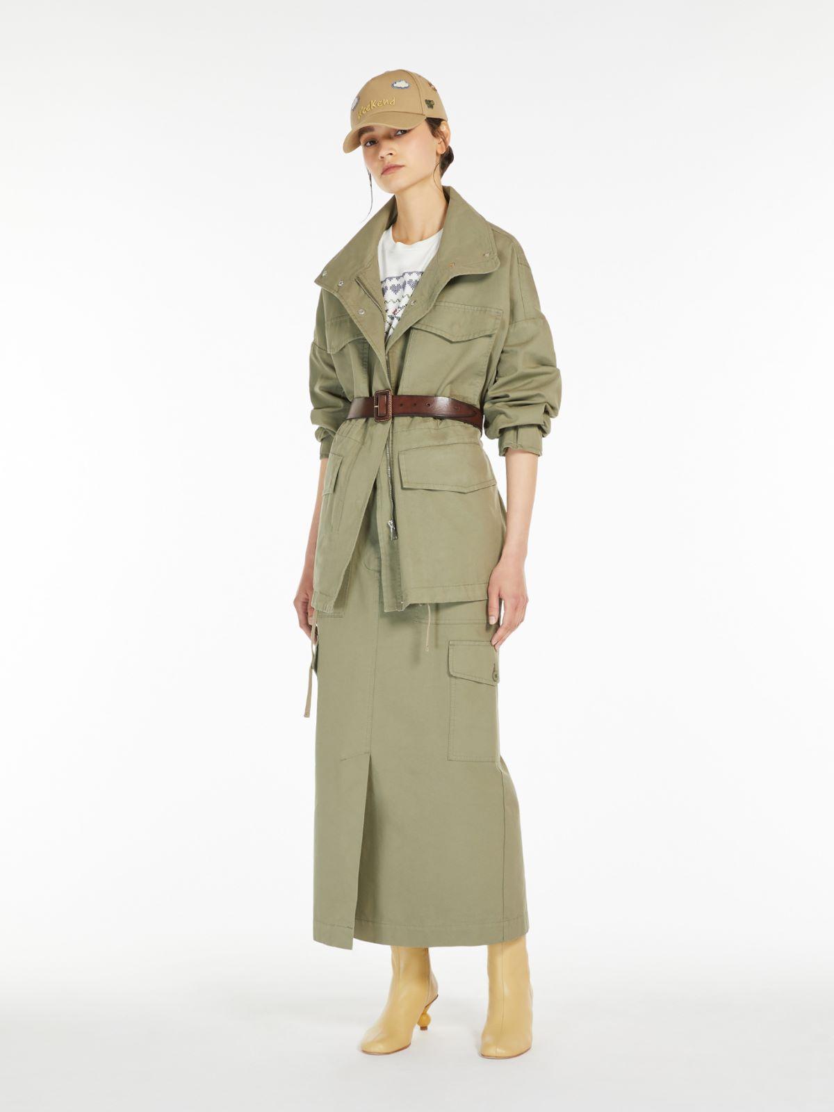 Gonna lunga in canvas di cotone 2515101071 002 MAX MARA WEEKEND Verde 