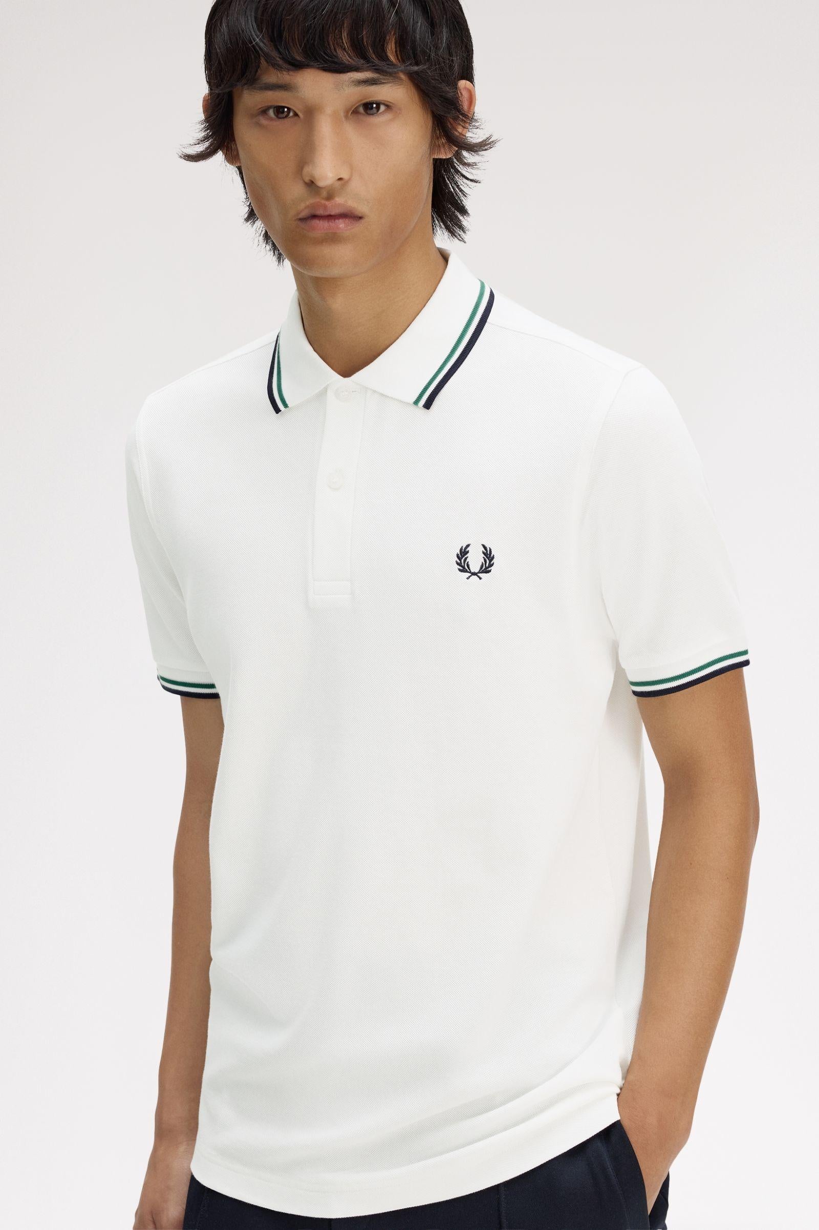 Polo manica corta M3600 02C FRED PERRY Snowwht/sgrn/nvy 