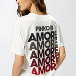 T-Shirt manica corta 105526A33I ZR2 PINKO Bianco/rosso 