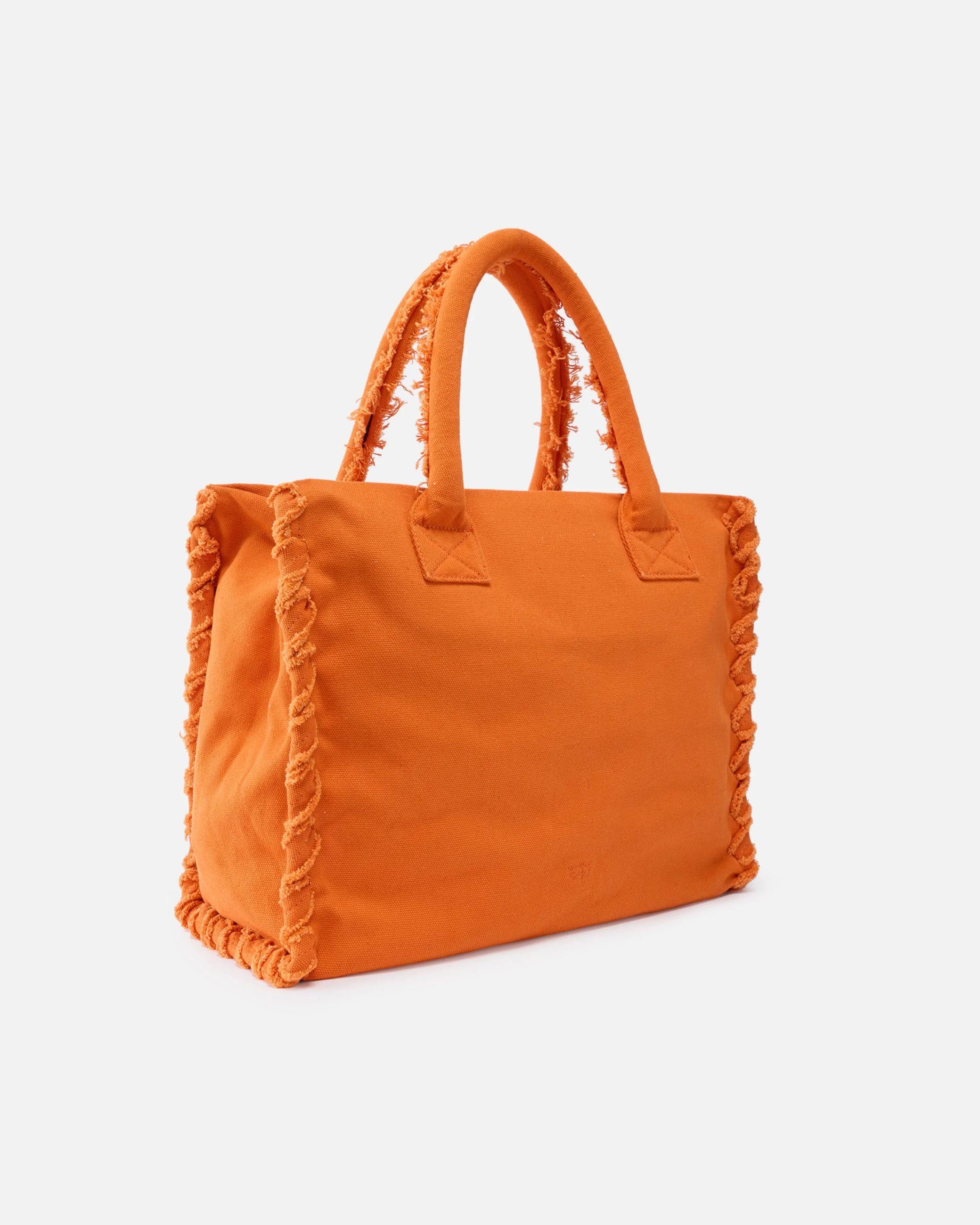 Borsa shopper media in canvas 106673A3A4 A76 PINKO Arancio bruciato 