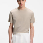 T-Shirt in cotone mercerizzato con motivo jacquard 50559775 10279650 01 286 BOSS Open beige 