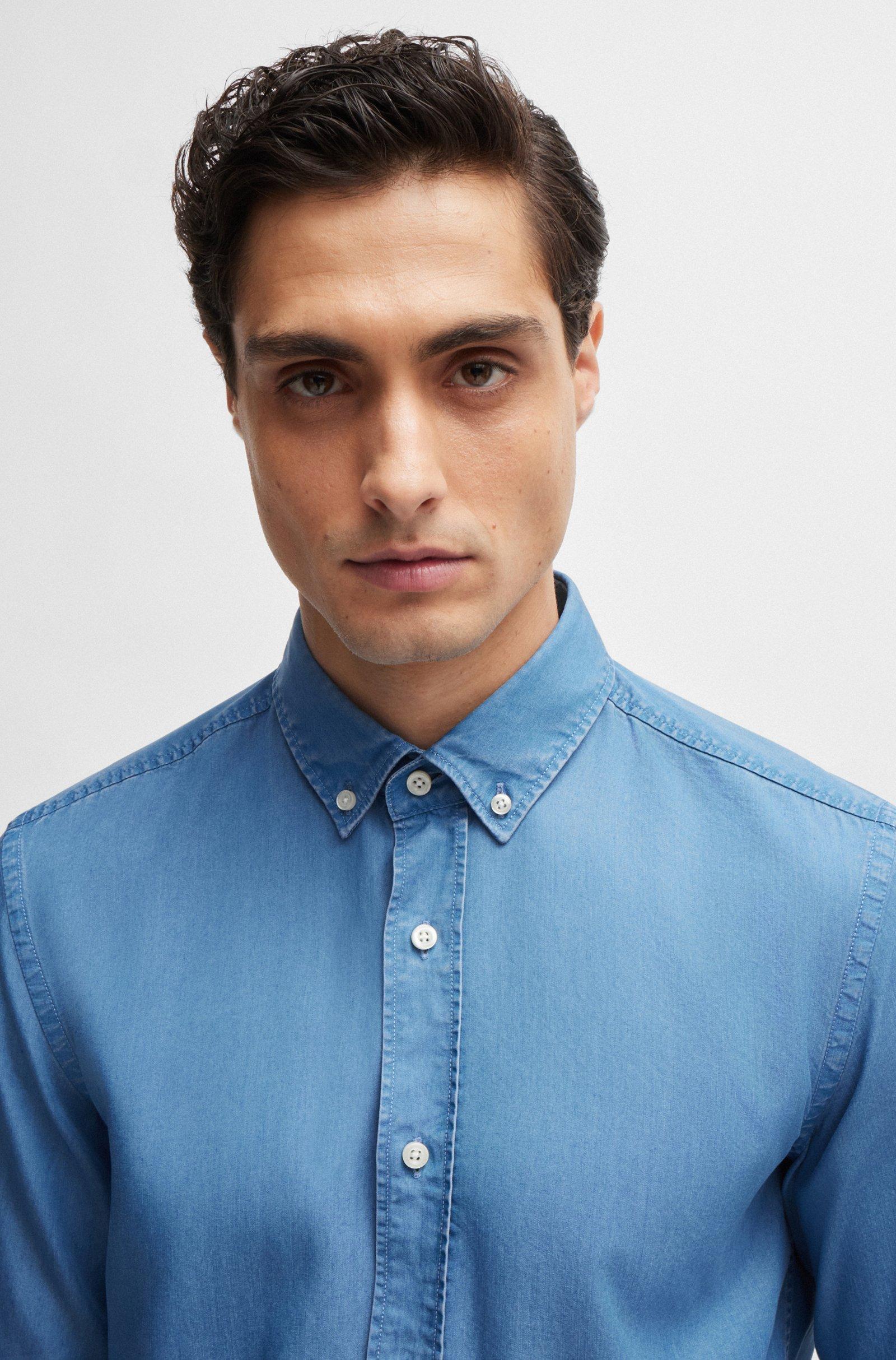 Camicia in denim button down 50513728 10259348 01 437 BOSS Bright blue 