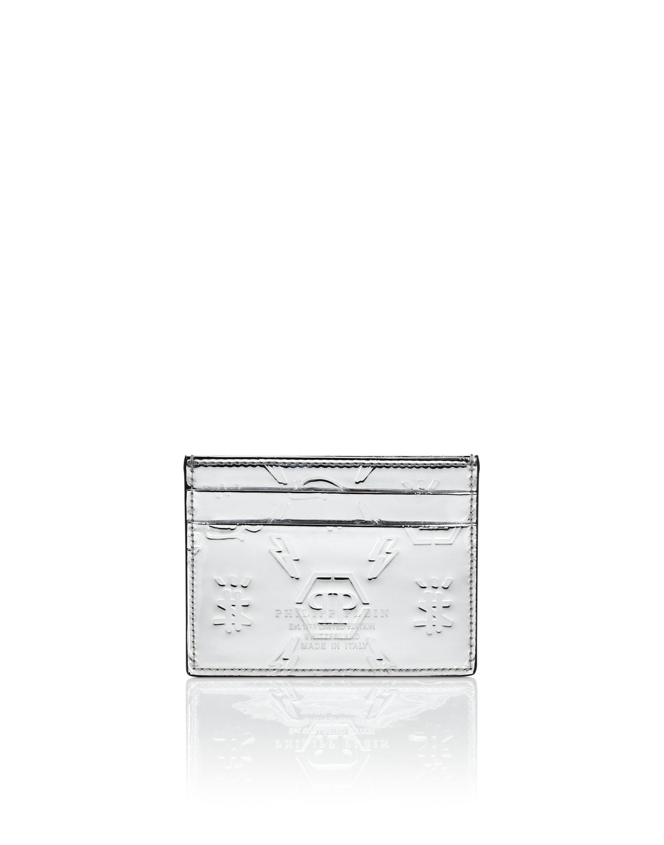 Portacarte in pelle specchiata MVG0513 PLE010N 70 PHILIPP PLEIN Silver 
