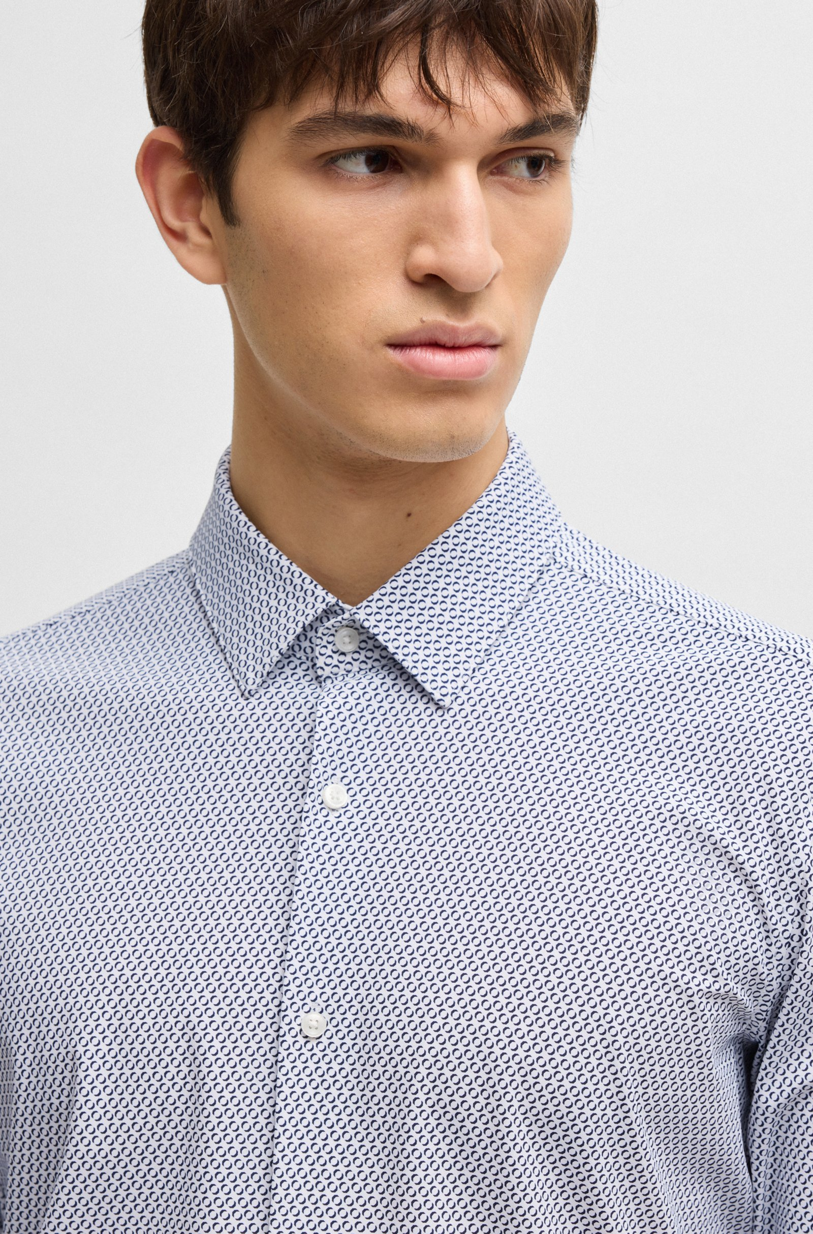 Camicia slim fit in tessuto elasticizzato 50539392 10270753 450 BOSS Dark blue 
