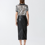 Gonna midi effetto pelle con spacco al fondo 1041457105 Z99 PINKO Black 