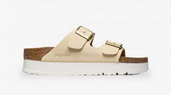 Ciabatta in pelle scamosciata ARIZONA PLATFORM 1026924 ECRU BIRKENSTOCK Ecru 