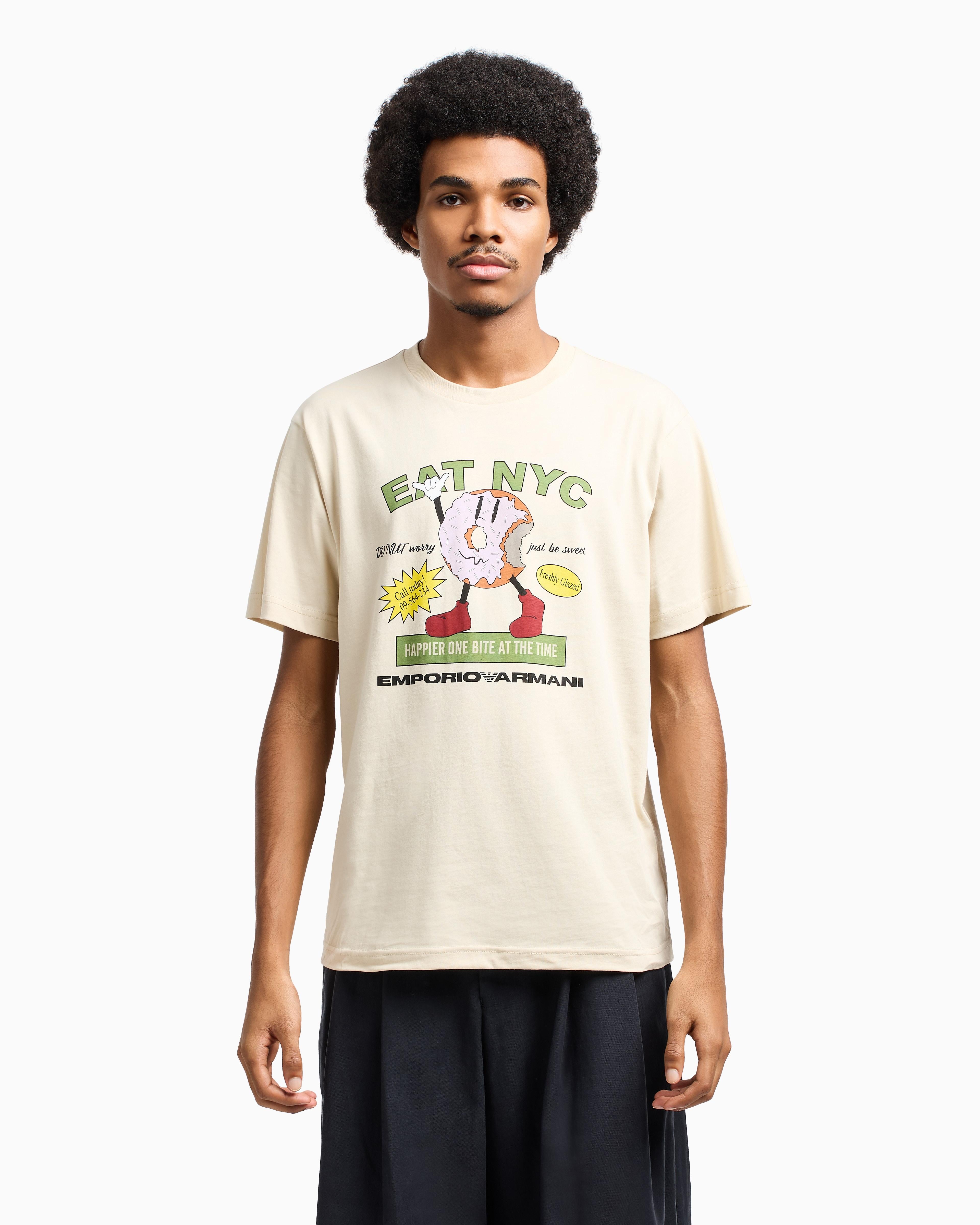 T-shirt in jersey stampa EAT NYC Capsule New York EM003622 AF14836 M1183 EMPORIO ARMANI Donut beige 