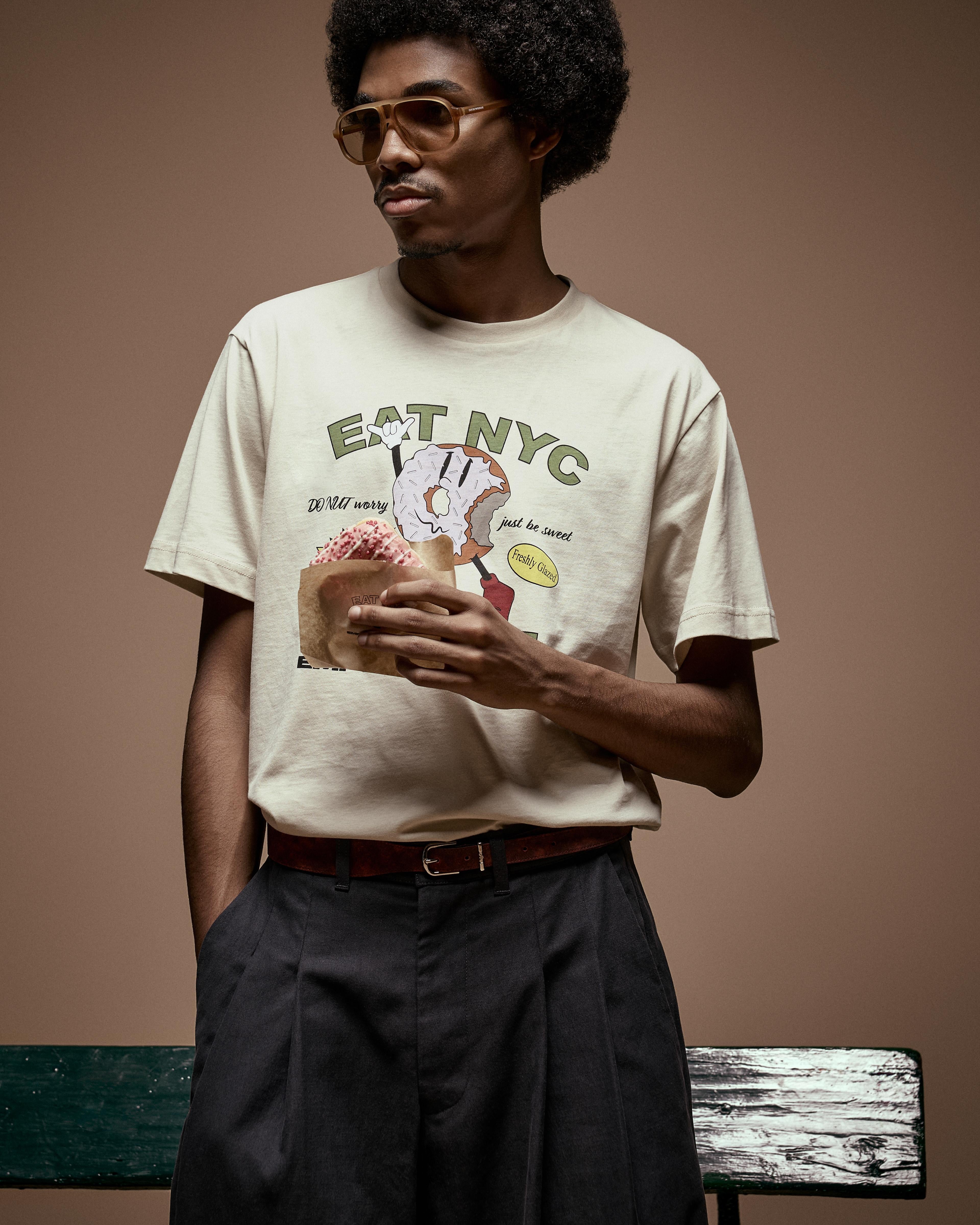 T-shirt in jersey stampa EAT NYC Capsule New York EM003622 AF14836 M1183 EMPORIO ARMANI Donut beige 