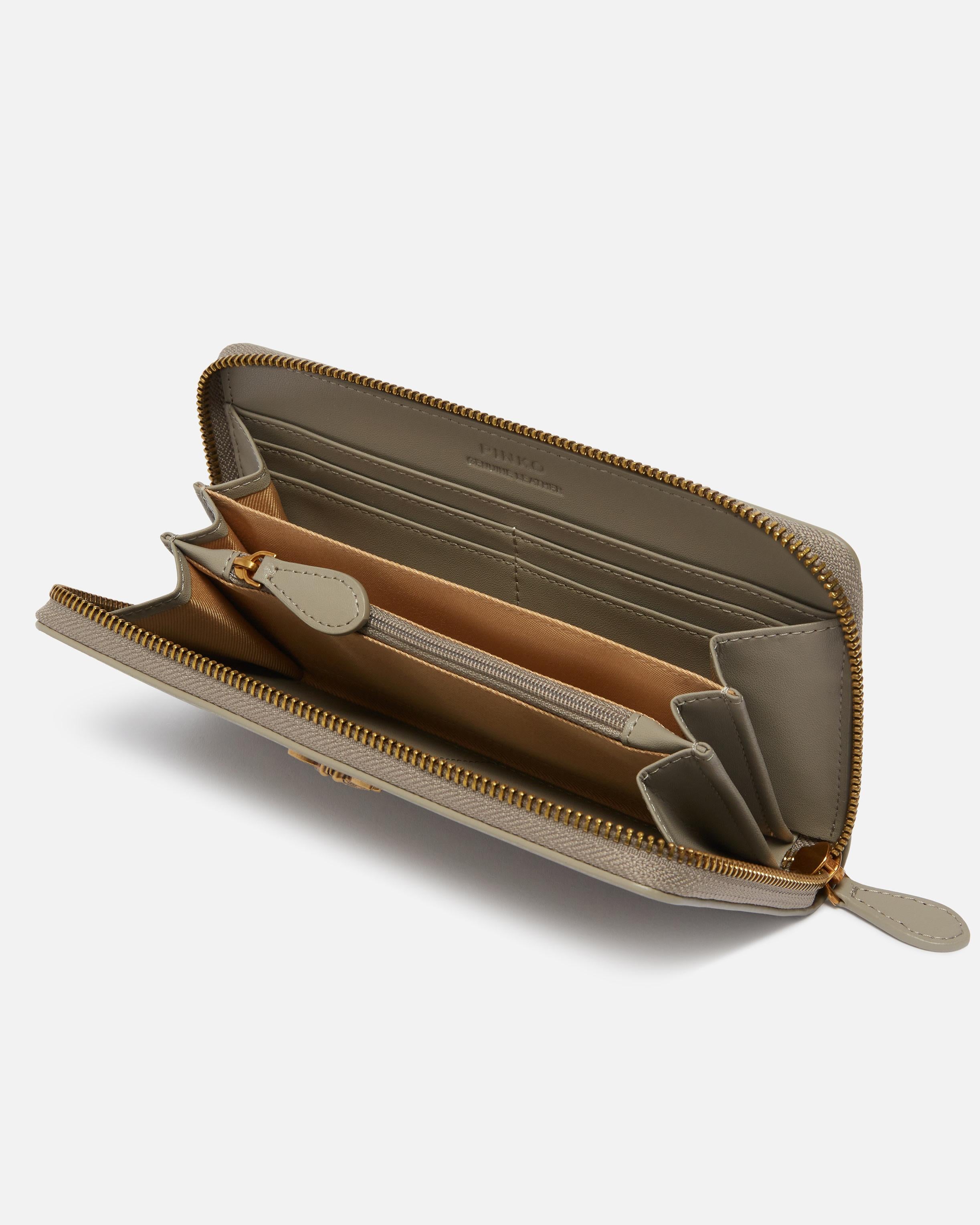 Portafoglio zip-around in pelle 100250A0F1 I68Q PINKO Noce-antique gold 