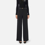 Pantaloni in crêpe leggero con nastro logo PA10356E2 110 ELISABETTA FRANCHI Nero 