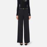 Pantaloni in crêpe leggero con nastro logo PA10356E2 110 ELISABETTA FRANCHI Nero 