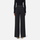Pantaloni in crêpe leggero con nastro logo PA10356E2 110 ELISABETTA FRANCHI Nero 
