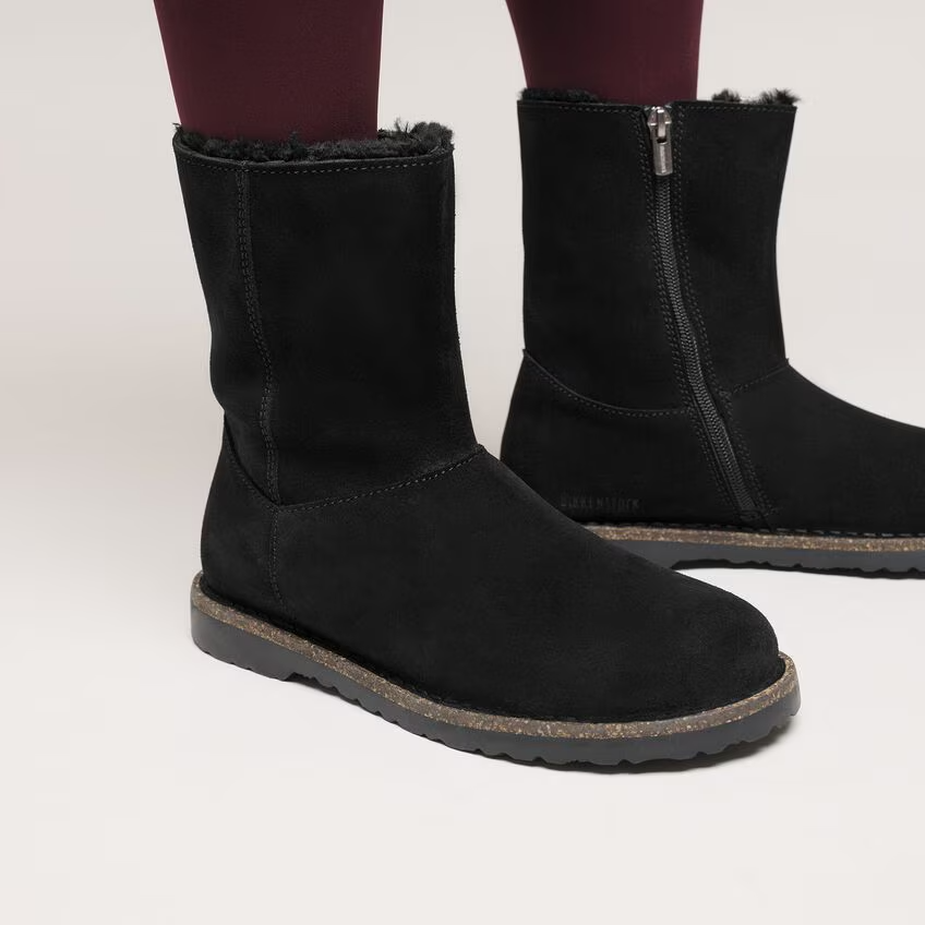 Stivale in suede con interno in shearling UPPSALA ZIP SHEARLING 1030242 BLACK BIRKENSTOCK Black 