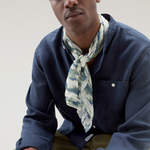 Camicia in puro lino tinta in capo con colletto alla coreana CFWOSI0105MRUT3372 31108 WOOLRICH Maritime blue 
