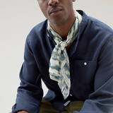 Camicia in puro lino tinta in capo con colletto alla coreana CFWOSI0105MRUT3372 31108 WOOLRICH Maritime blue 