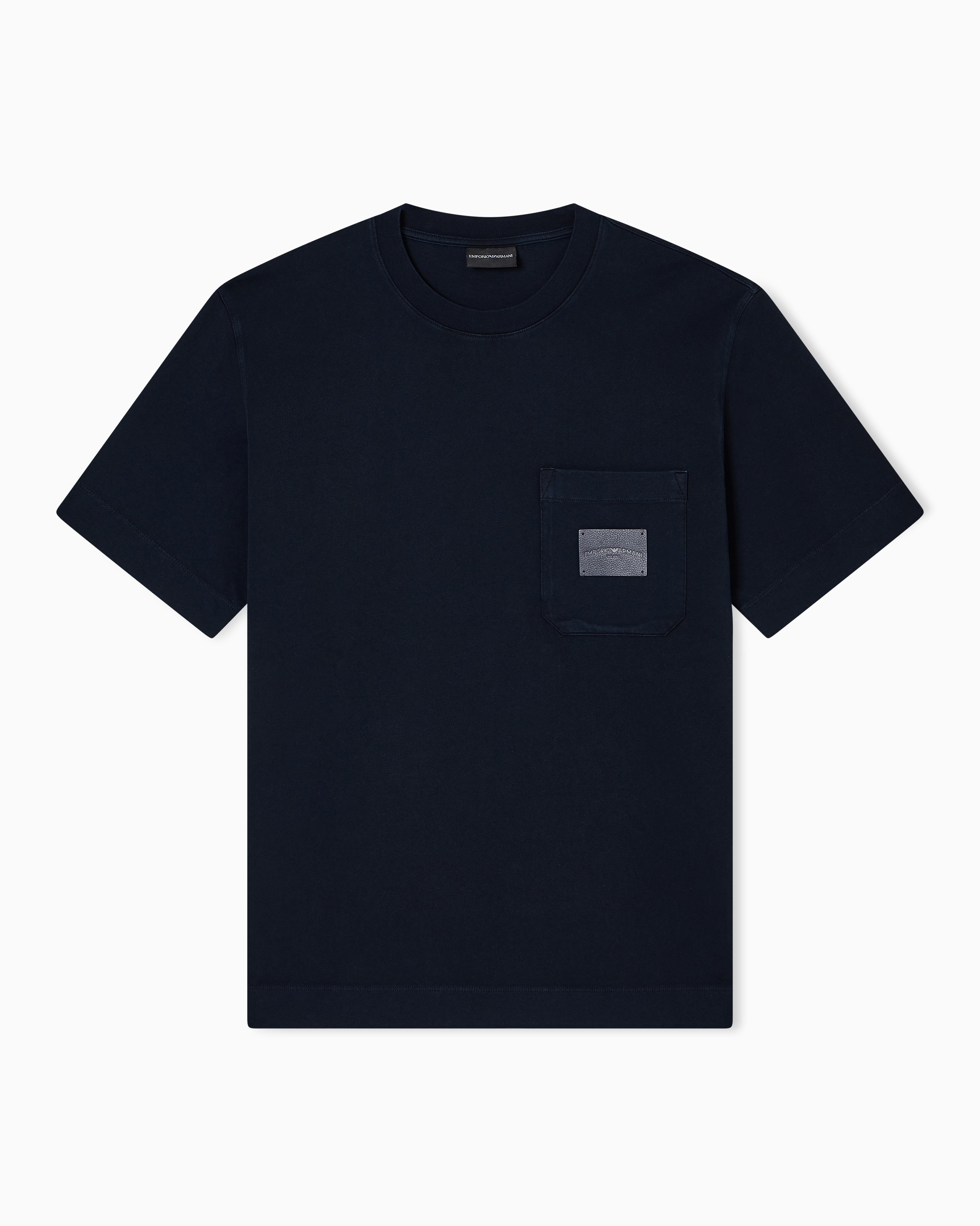 T-shirt in jersey con patch logo in pelle ASV EM002722 AF13715 UB118 EMPORIO ARMANI Blue navy 